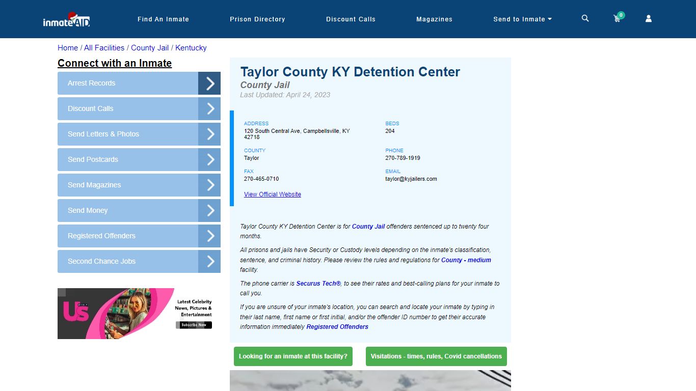 Taylor County KY Detention Center - Inmate Locator - Campbellsville, KY